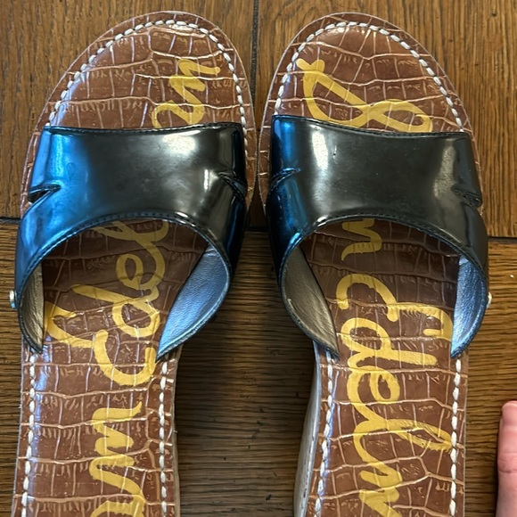 Sam Edelman Reid cork wedge platform slide with patent leather details - Picture 2 of 12